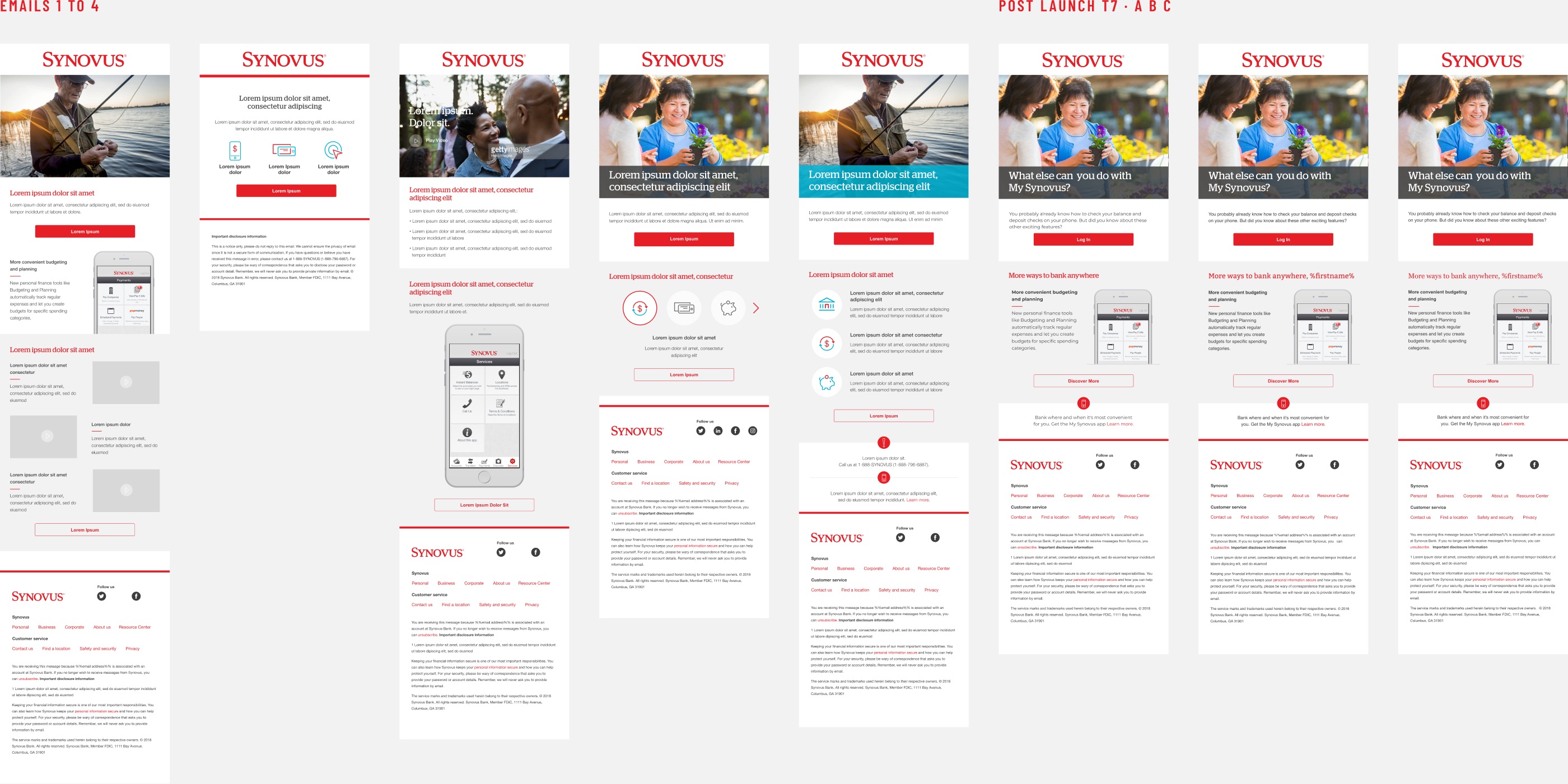 Figma Comps page with eight finished emails in a row